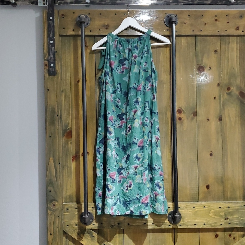 BELLAMBRA 100% LINEN DRESS FLORAL  MADE IN ITALY SIZE LARGE Sleevelesd Halter - Picture 5 of 7